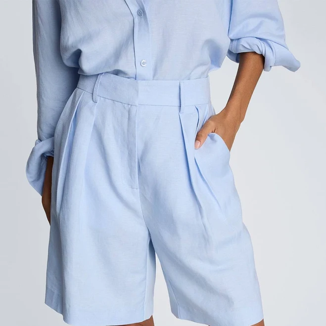 shorts Kenneth Cole Women's High-Rise Pleated Linen Bermuda Shorts Kenneth Cole $99