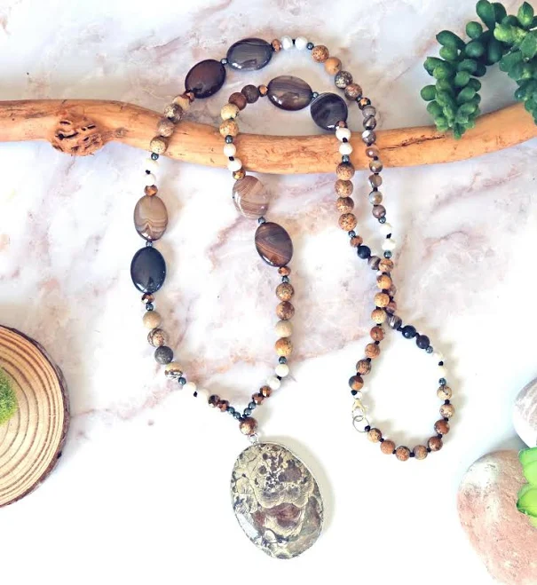 accessory Knotted Jasper Pendant Necklace Etsy - MYGEMSROCK $35.5