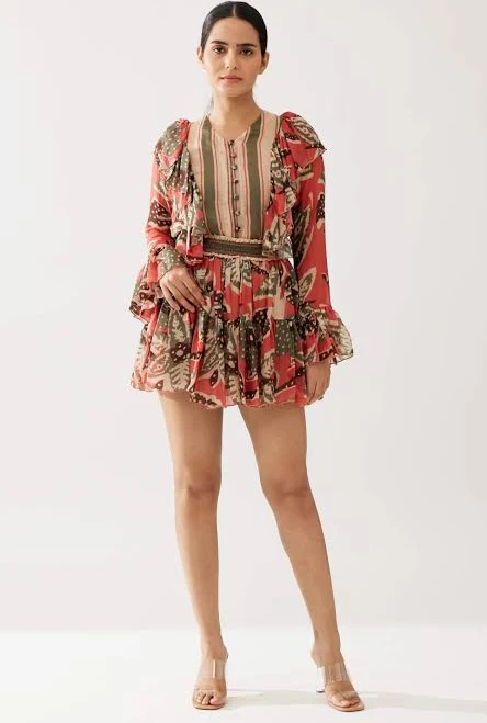 matching set Koai Floral Frill Top and Skirt indiaspopup.com $176