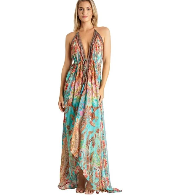dress La Moda Clothing Women's Maxi Boho Art Halterneck Dress Macy's $202.3