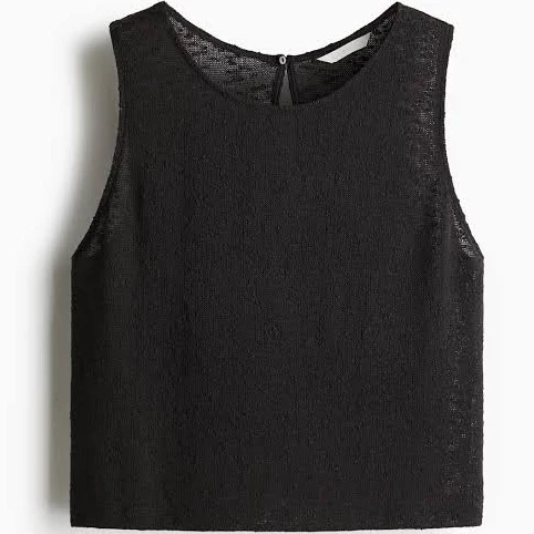 top Ladies - Black Textured-Knit Tank Top - Size: XXS - H&M H&M $12.99