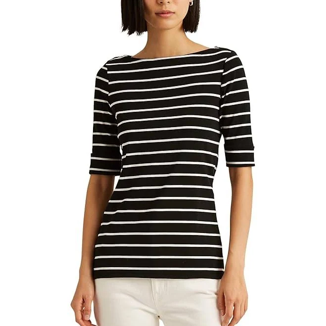 top Lauren Women's Ralph Lauren Striped Boatneck Top Clothing Zappos.com $41.65