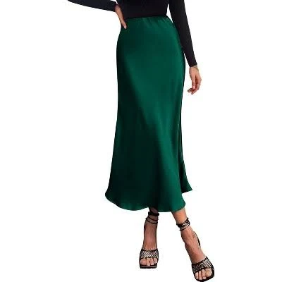 skirt LEVEN Sixteen Women's High Waist A-Line Satin Midi Skirt Target $99.99