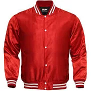jacket Light Weight Satin Bomber Varsity Jacket - Red Skaf Impex $69.99