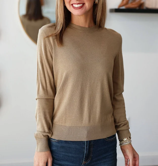 top Lightweight & Soft Crew Neck Knit Sweater Ivy House Boutique $39