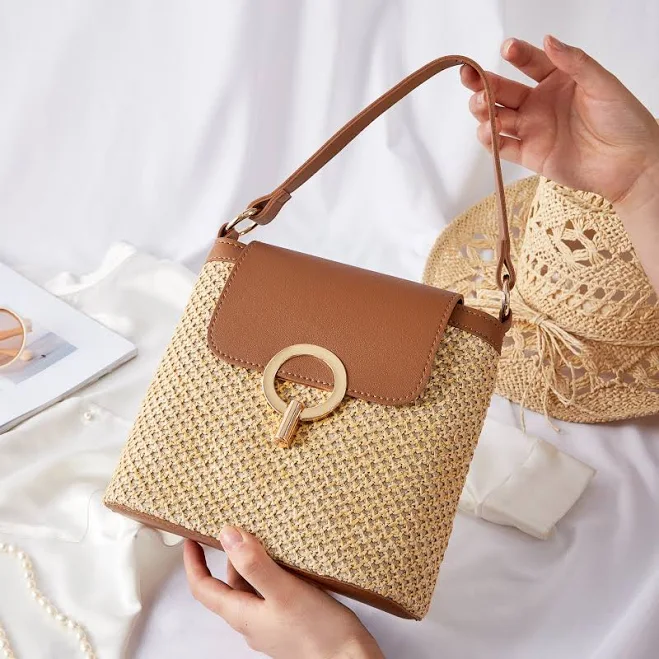 bag Lily Bloom Woven Straw Crossbody Bag Sarah & Stone $39.95