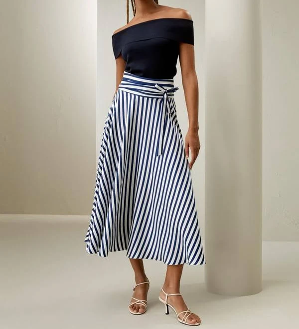 skirt LILYSILK Ladies Silk Skirt Pinstripe Silk LilySilk $159