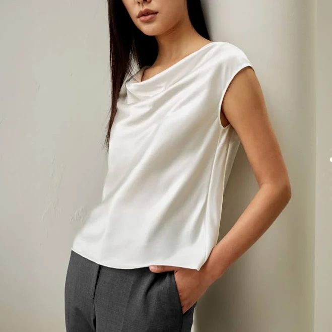 top Lilysilk Women's Silk Charmeuse Cowl Neck Top Poshmark $45