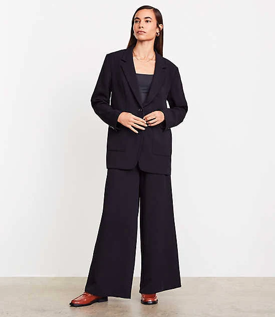 outerwear Loft Versa Crepe Drape Oversized Blazer Size 14 Black Women's LOFT $99.88