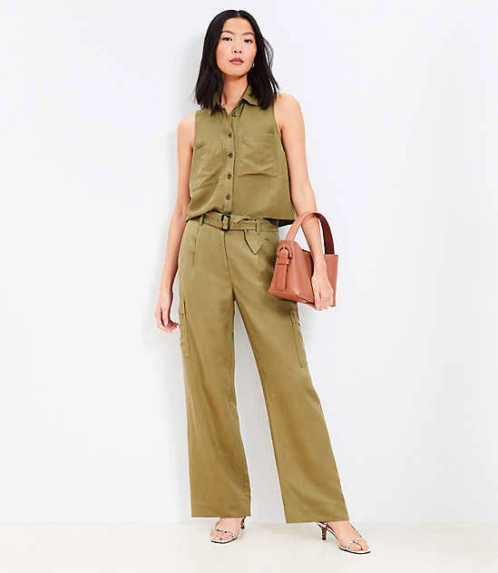 pants Loft Women's Drapey Linen Blend Cargo Pants LOFT $41.99