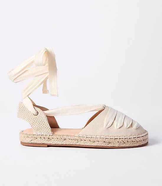 shoes Loft Women's Eyelet Lace Up Espadrille Flats LOFT $49.97