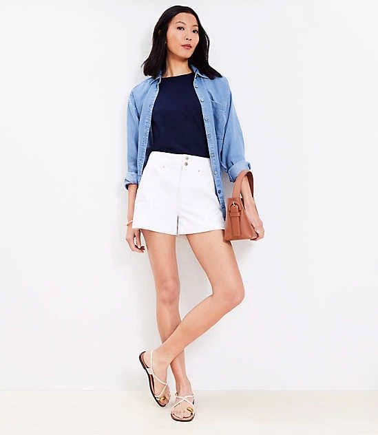 shorts Loft Women's High-Rise Seamed Denim Shorts LOFT $19.07