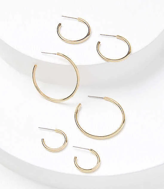 accessory Loft Women's Modern Hoop Earring Set LOFT $18.47