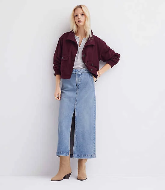 bottoms Loft Women's Refined Denim Midi Skirt LOFT $22.44