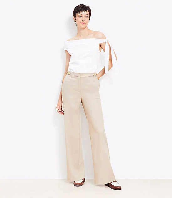 pants Loft Women's Tab Waist Wide Leg Twill Pants LOFT $29.94