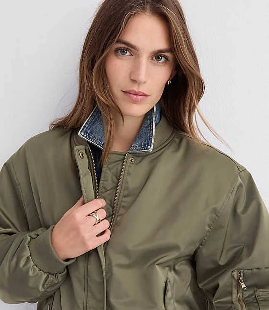 outerwear Loft Women's Twill Bomber Jacket LOFT $56.93