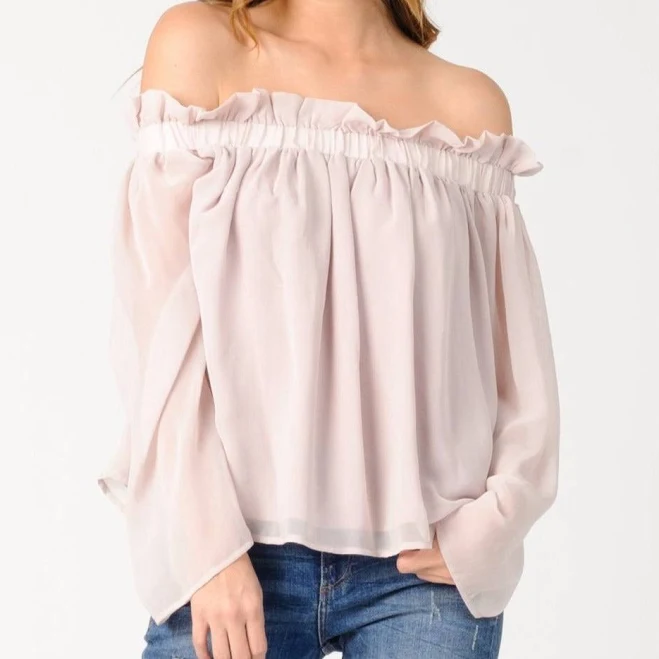 top Lucca Couture Leyla Off-the-Shoulder Chiffon Blouse Lucca Couture $10