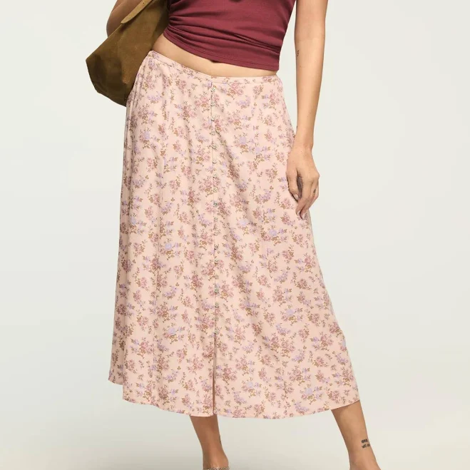 bottom Lucky Brand Simone Floral Midi Skirt Lucky Brand $62.65