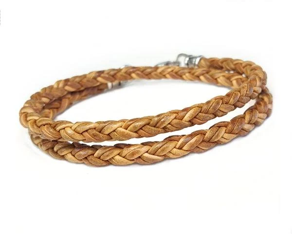 accessory Lucky Dog Double Wrap Skinny Braided Leather Bracelet Lucky Dog Leather $100