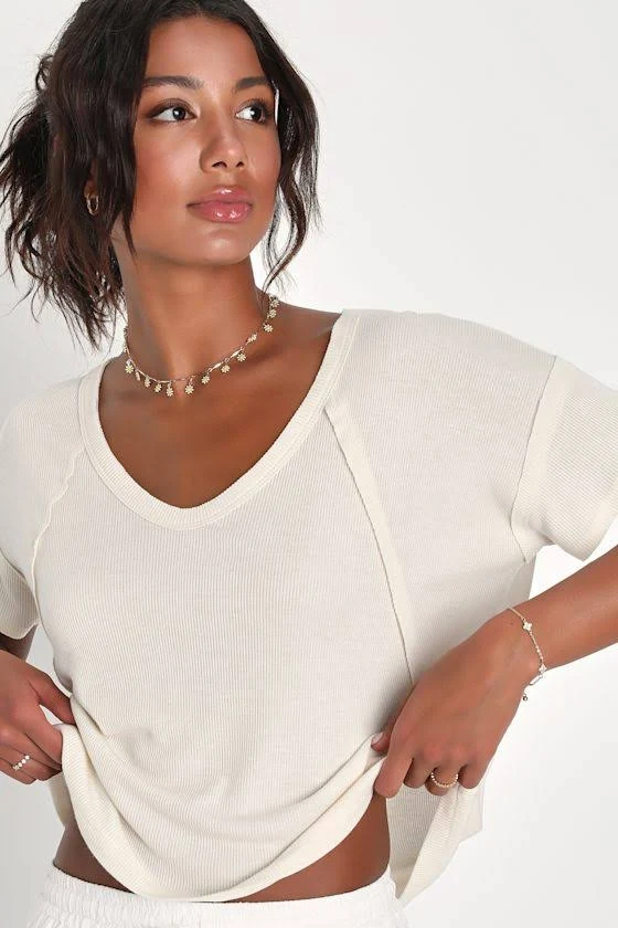 t-shirt Lulus Daily Outing Ribbed Short Sleeve Tee Lulus $29