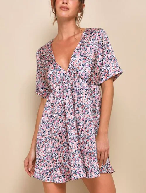 dress Lulus Exclusive Floral Print Satin Babydoll Dress Lulus $21