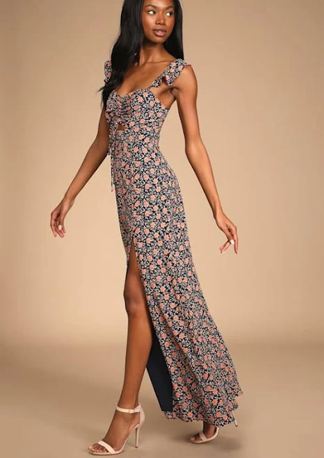 dress Lulus Floral Print Ruffled Maxi Dress Lulus $28.2