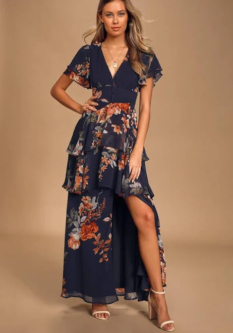 dress Lulus Floral Print Tiered Maxi Dress Lulus $78.4