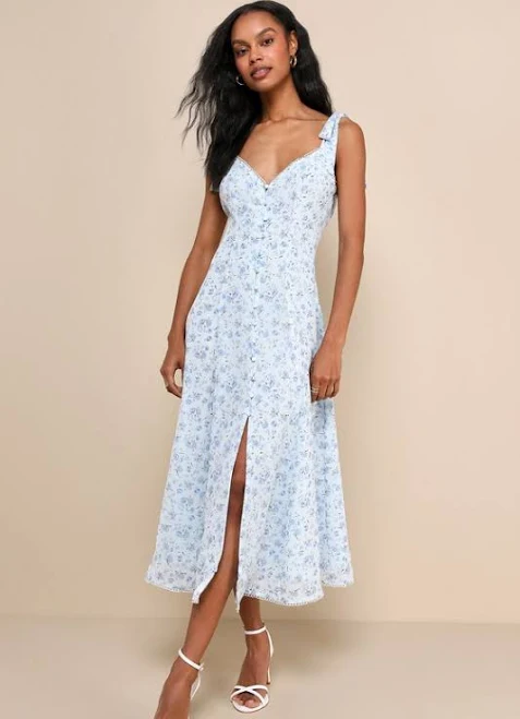 dress Lulus Floral Tie-Strap Midi Dress Lulus $65.6