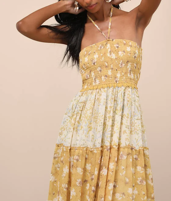 dress Lulus Floral Tiered Halter Maxi Dress Lulus $69