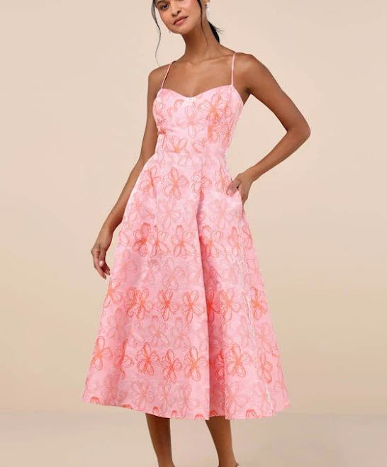 dress Lulus Jacquard Bustier Midi Dress with Pockets Lulus $70.4