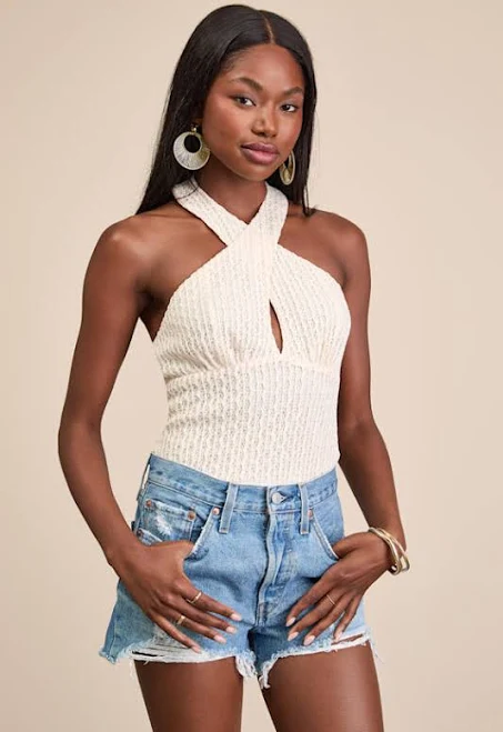 bodysuit Lulus Textured Knit Cross-Front Bodysuit Lulus $39