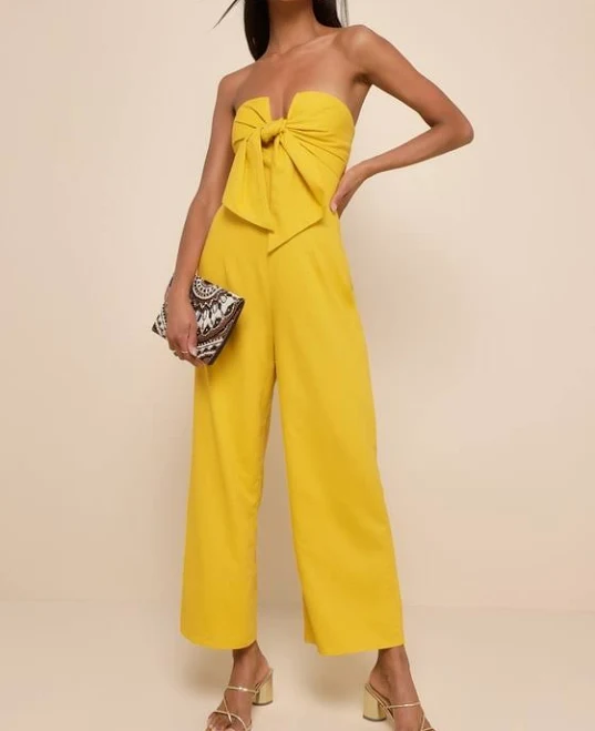 jumpsuit Lulus Tie-Front Strapless Jumpsuit Lulus $79