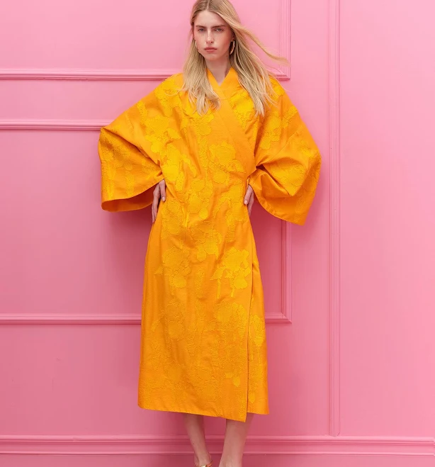 kimono Luxurious Orange/Orange Irises Women's Kimono Yuliya Magdych Yuliya Magdych $1420