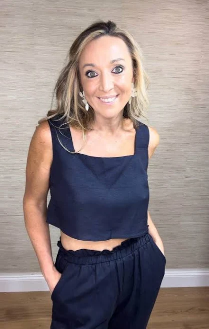 top Mable Linen Crop Top and Loose Pant Set Dear Gigi $62