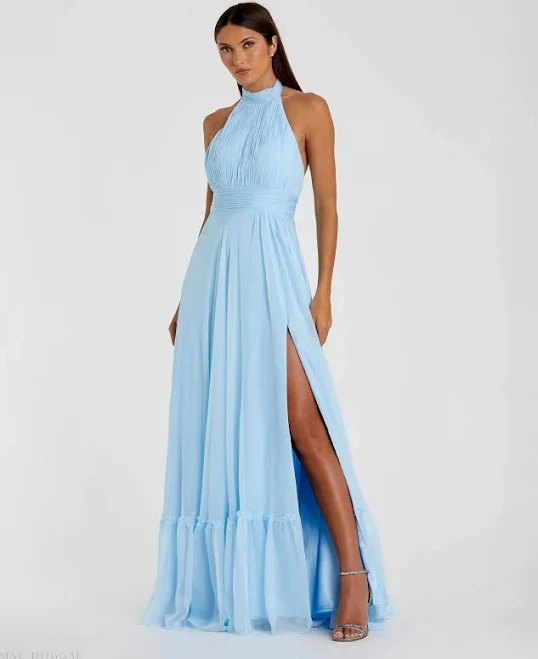 dress Mac Duggal High Neck Tiered Chiffon Halter Gown Mac Duggal $258