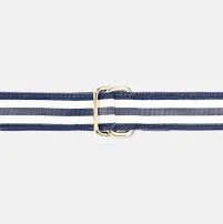 accessory Made-in-USA Navy & White Striped Grosgrain Ribbon Belt jpressonline.com $75