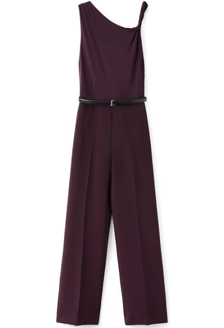 jumpsuit MANGO Women's Asymmetrical Neckline and Belt Jumpsuit Nordstrom $139.99