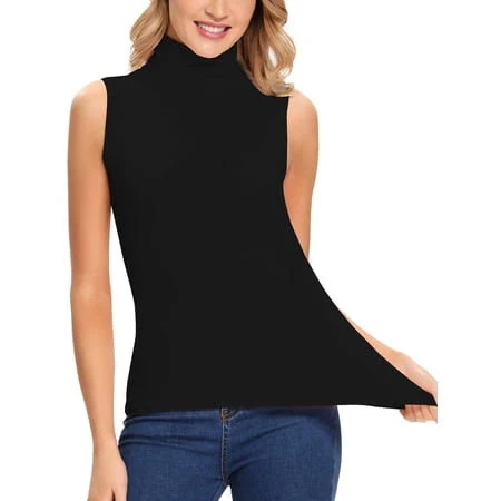 top Manifique Women's Lightweight Fitted Sleeveless Turtleneck Top Walmart - New Fashion Collection $14.99