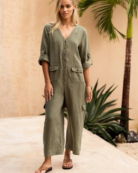jumpsuit Mara Women's Sustainable Linen Jumpsuit Nomad the Label US $165