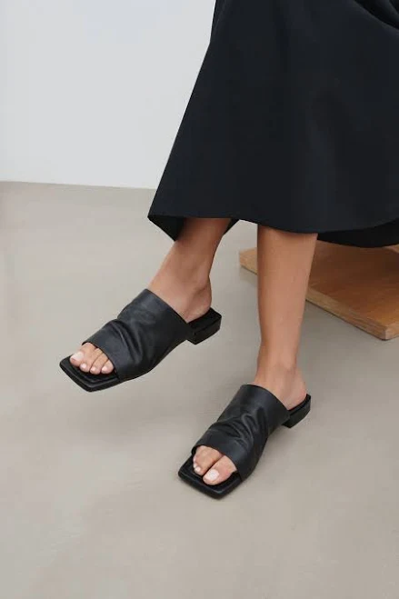 shoes MARCELLA Women's Lisbet Square Toe Leather Slide Sandals Marcella NYC $178