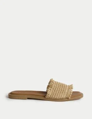 shoes Marks & Spencer Raffia Flat Square Toe Mule Sandals Marks & Spencer - United States $68.99