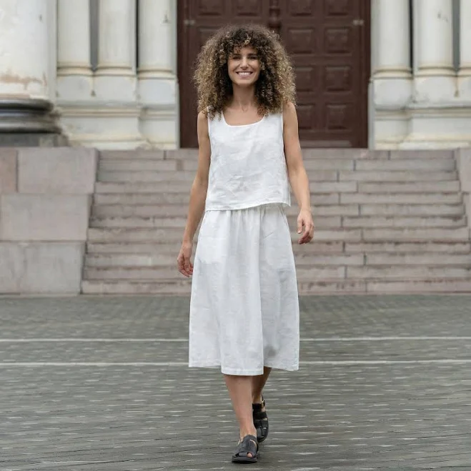matching set Menique Linen Crop Top & Skirt 2-Piece menique.com $189.9