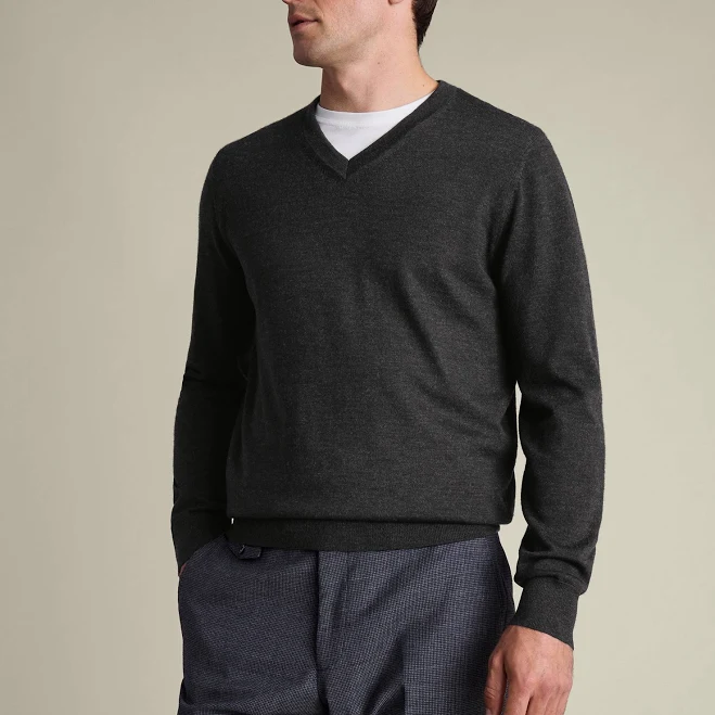 top Men's Charles Tyrwhitt Merino V-Neck Sweater Charles Tyrwhitt US $89
