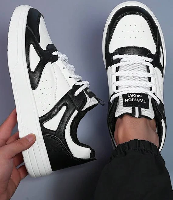 shoes Men's Chunky Sole Breathable Mesh & Leather Sneakers Shein $8.1