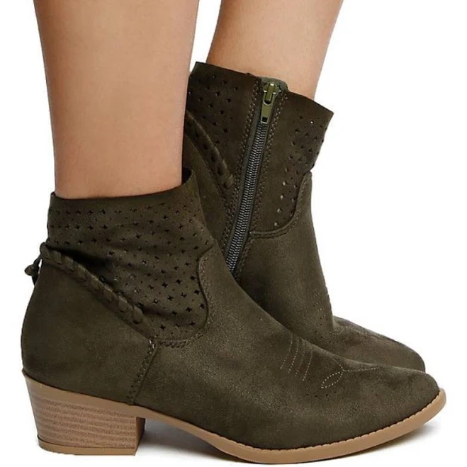 shoes Military Low Block Heel Western Ankle Boots Poshmark $44
