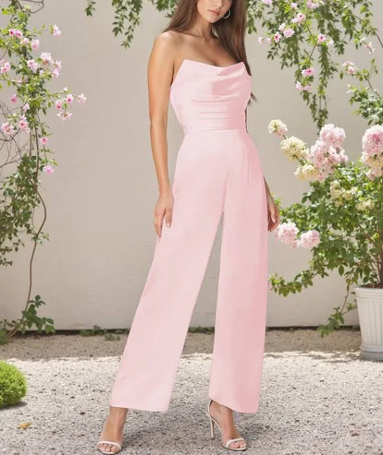 jumpsuit Missacc Strapless Cowl Neck Silk Like Satin Bridesmaid Dress Missacc $109