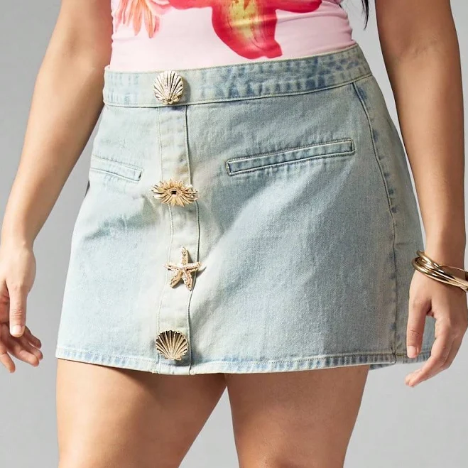 skirt Missguided Washed Denim Seashell Mini Skirt missguided $22.72