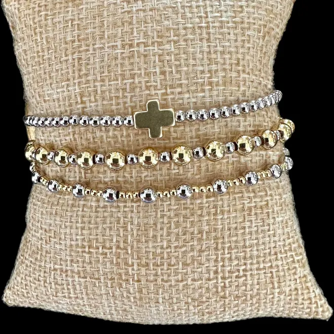 accessory Mixed Metals Beaded Bracelet Stack Etsy - Seller $40