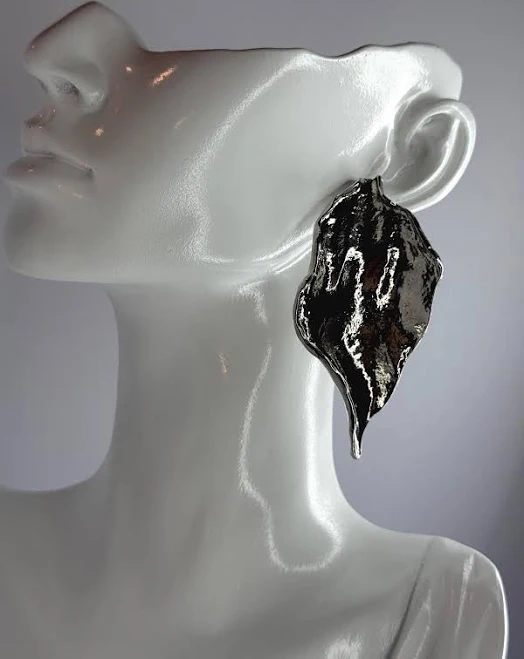 accessory Modern Art Inspired Oversized Silver Earrings Etsy - Seller $29.75