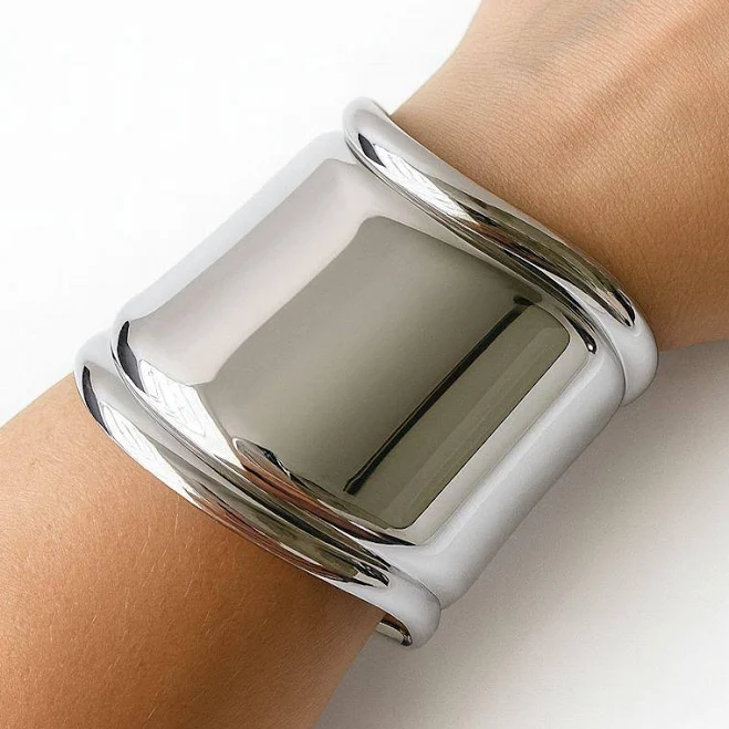 accessory Modern Metal Wide Chunky Bangle Bracelet Etsy - Seller $16.99